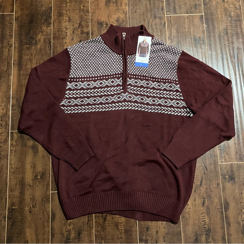 NWT Weatherproof Vintage Men's 1/4 Zip Holiday Sweater - L